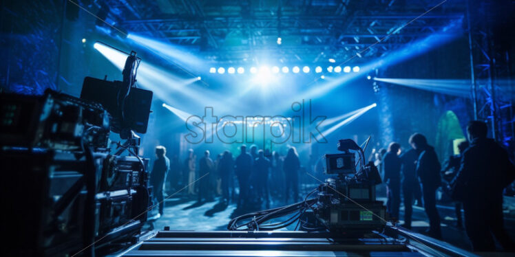 Backstage scene of a movie in a club with lights - Starpik Stock