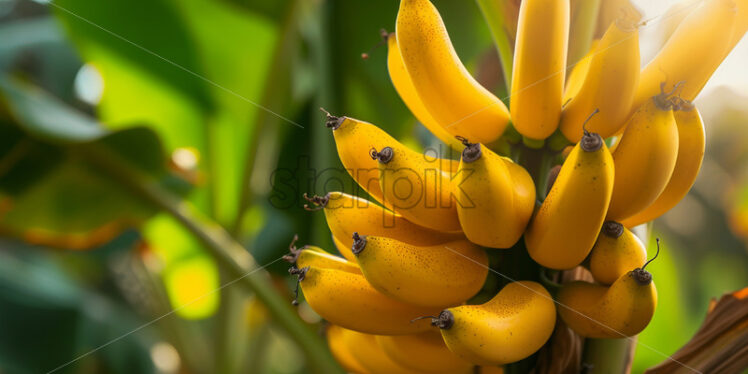 Bananas growing on the tree, close up - Starpik Stock