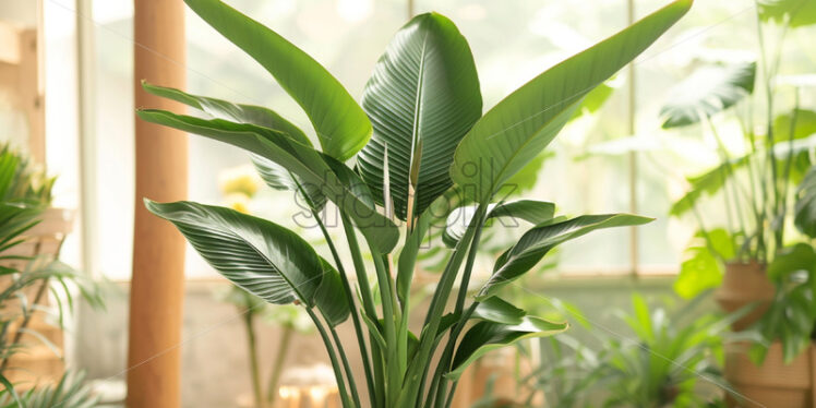 Bird of Paradise potted plant on white background - Starpik Stock