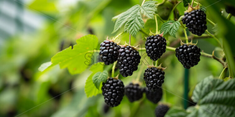 Blackberry growing inside a greenhouse - Starpik Stock