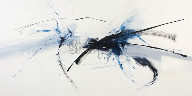 Blue brush marks on the canvas - Starpik Stock