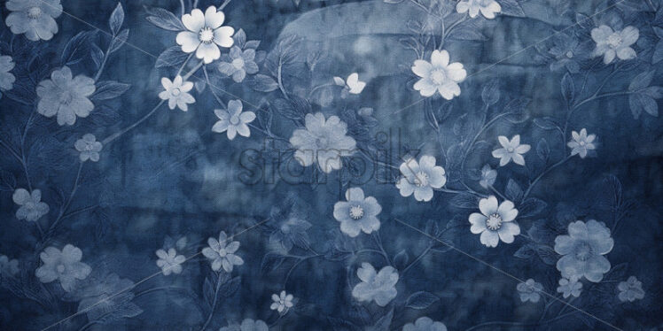 Blue floral pattern background texture - Starpik Stock