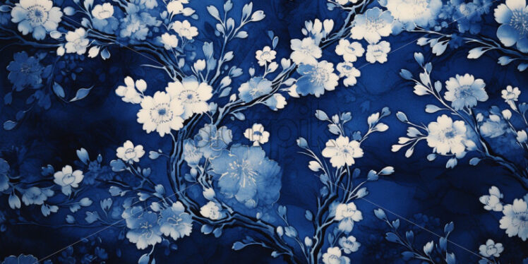 Blue floral pattern background texture - Starpik Stock