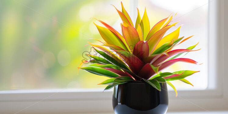 Bromeliad plant in pot on white background - Starpik Stock