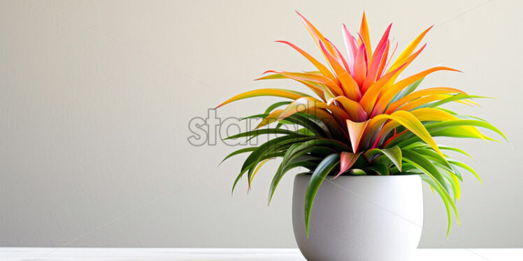 Bromeliad plant in pot on white background - Starpik Stock