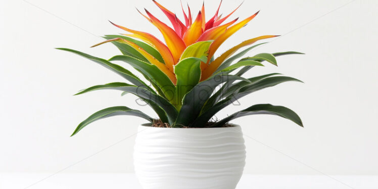 Bromeliad plant in pot on white background - Starpik Stock