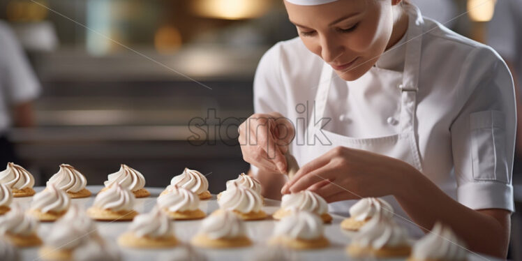 Chef making meringue cookies fresh - Starpik Stock