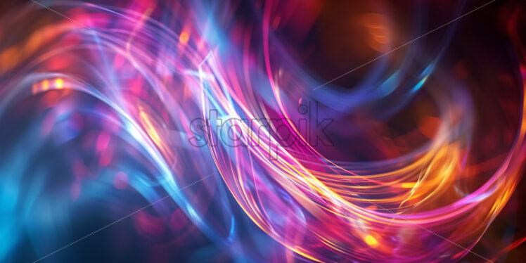 Colorful holographic swirls on a dark background - Starpik Stock