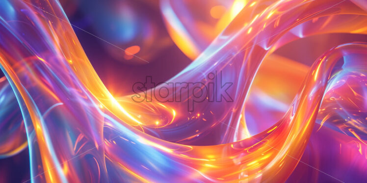 Colorful holographic swirls on a dark background - Starpik Stock