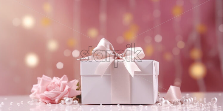 Delicate gift box on a sparkle background - Starpik Stock