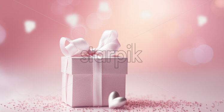 Delicate gift box on a sparkle background - Starpik Stock