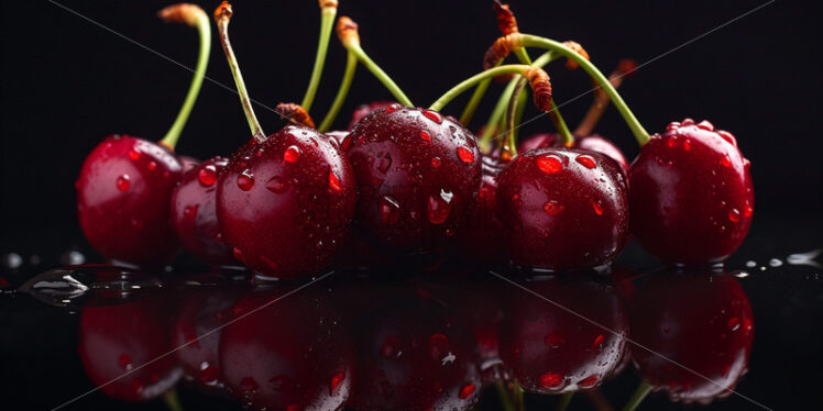 Delicious cherries on a black background - Starpik Stock