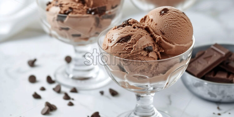 Delicious chocolate ice cream in a glass cup - Starpik Stock