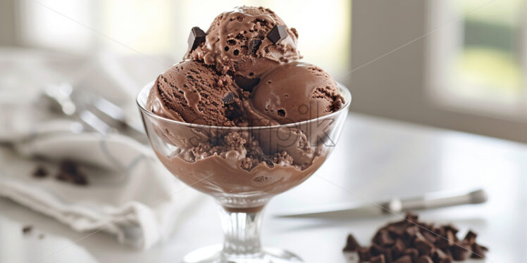 Delicious chocolate ice cream in a glass cup - Starpik Stock