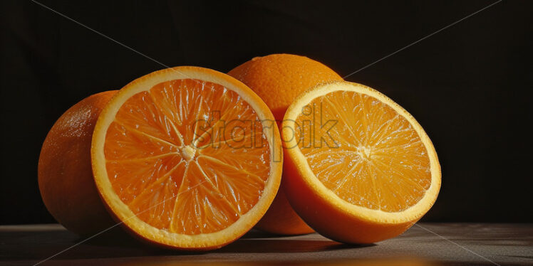 Delicious oranges on black background - Starpik Stock