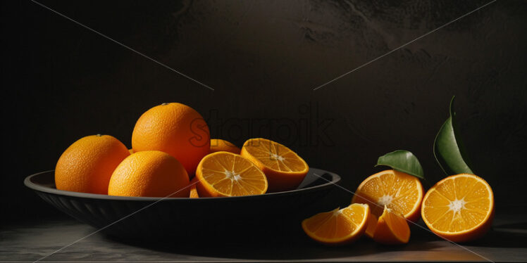 Delicious oranges on black background - Starpik Stock