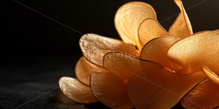 Delicious potato chips on black background - Starpik Stock