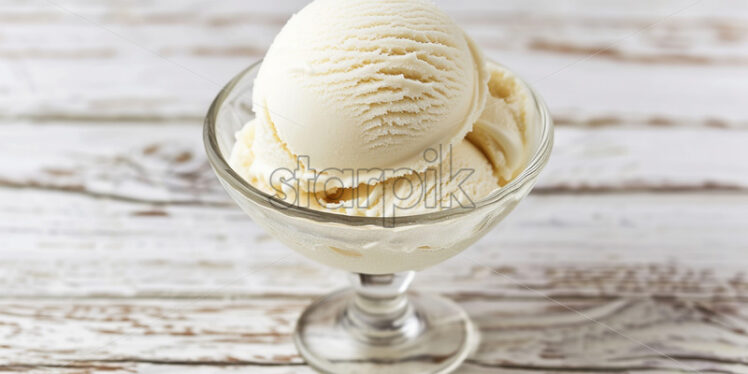 Delicious vanilla ice cream in a glass cup - Starpik Stock