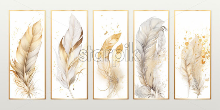 Feathers luxury card watercolour background - Starpik Stock