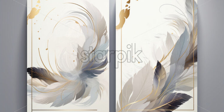 Feathers luxury card watercolour background - Starpik Stock