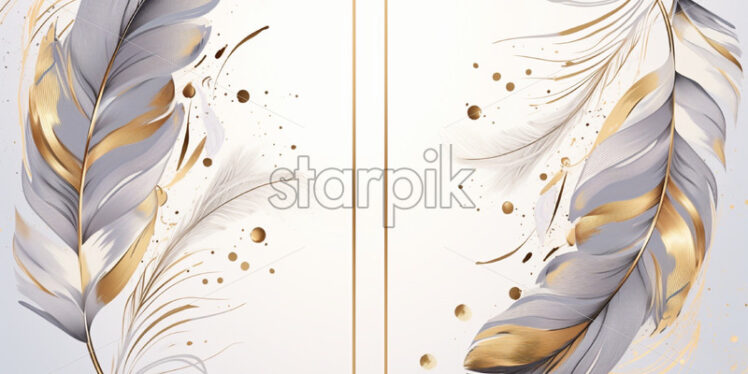 Feathers luxury card watercolour background - Starpik Stock