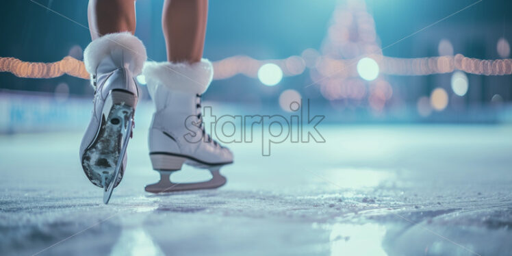 Figure skaters performing intricate routines on an ice rink - Starpik Stock