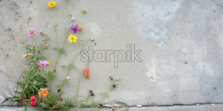 Flowers growing in the cracks of a wall - Starpik Stock