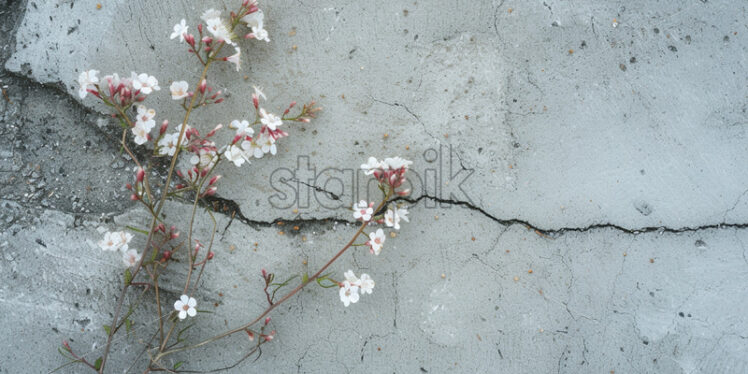 Flowers growing in the cracks of a wall - Starpik Stock