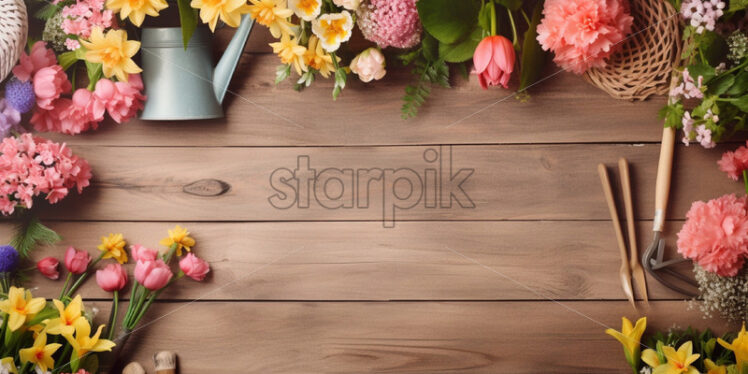 Gardening tools background natural - Starpik Stock