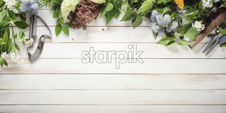 Gardening tools background natural - Starpik Stock