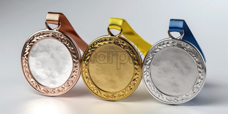 Gold, silver and bronze medal from olimpic games on isolated white background - Starpik Stock