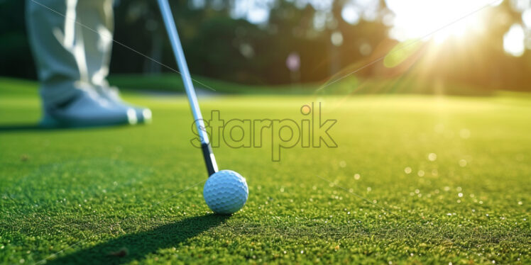 Golfers on a fairway, focusing on their swings - Starpik Stock