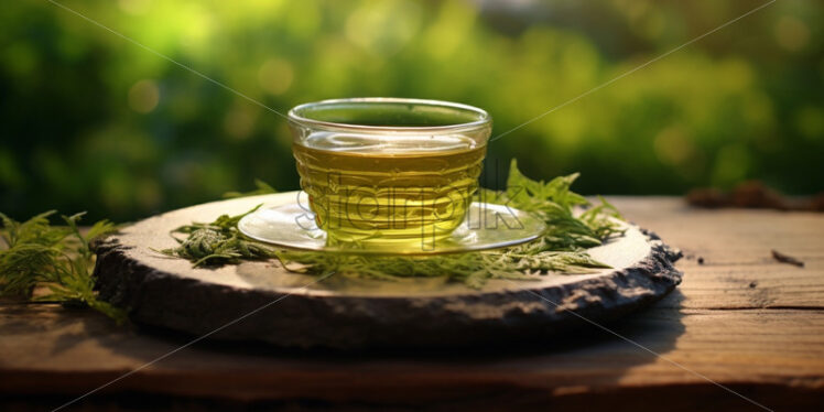 Green tea cup mock up background - Starpik Stock