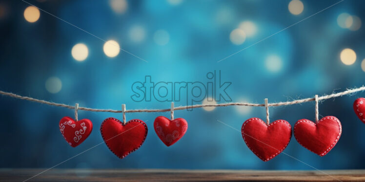 Hearts background with festive lights, valentine day card - Starpik Stock