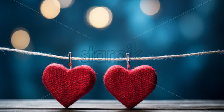 Hearts background with festive lights, valentine day card - Starpik Stock