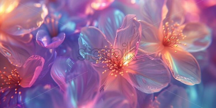  Holographic blossoms blooming in a symphony of colors - Starpik Stock