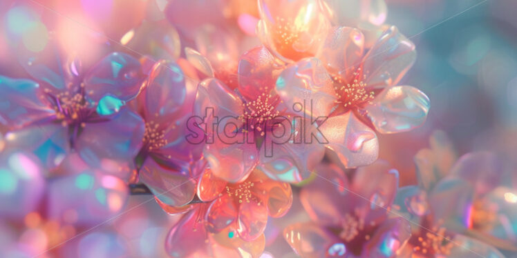  Holographic blossoms blooming in a symphony of colors - Starpik Stock