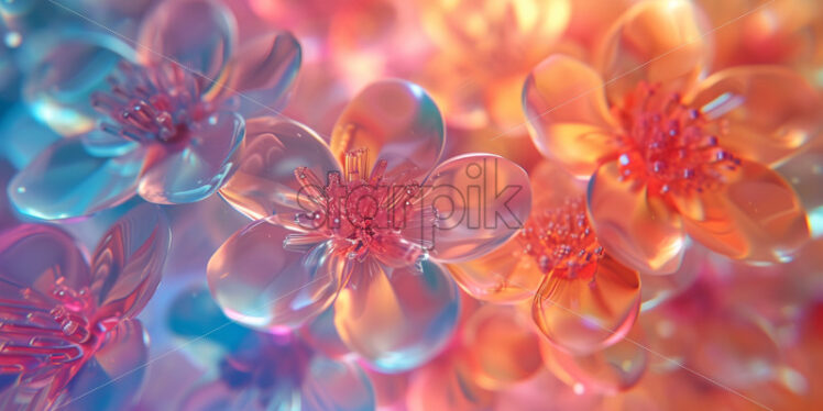  Holographic blossoms blooming in a symphony of colors - Starpik Stock