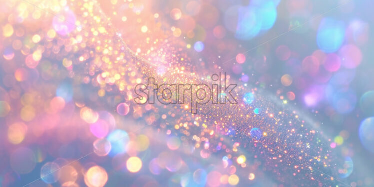 Holographic flakes cascading in a pixelated descent - Starpik Stock