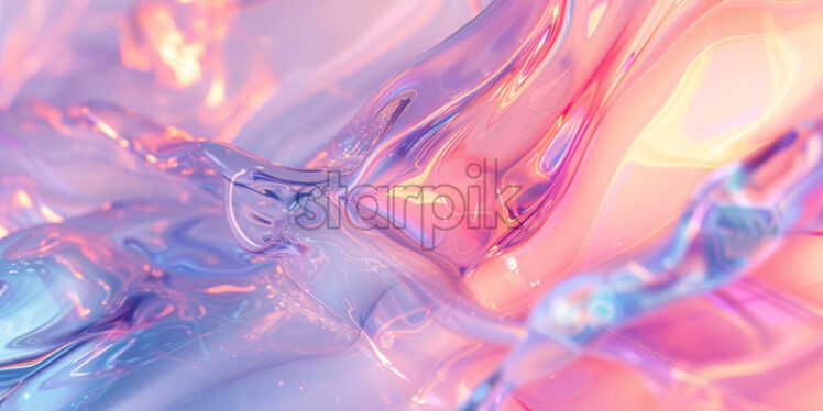 Holographic liquidity shaping an organic, cohesive structure, pastel colors - Starpik Stock