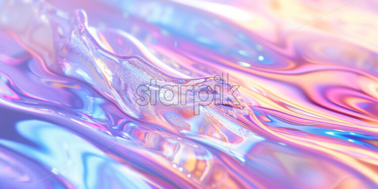 Holographic liquidity shaping an organic, cohesive structure, pastel colors - Starpik Stock