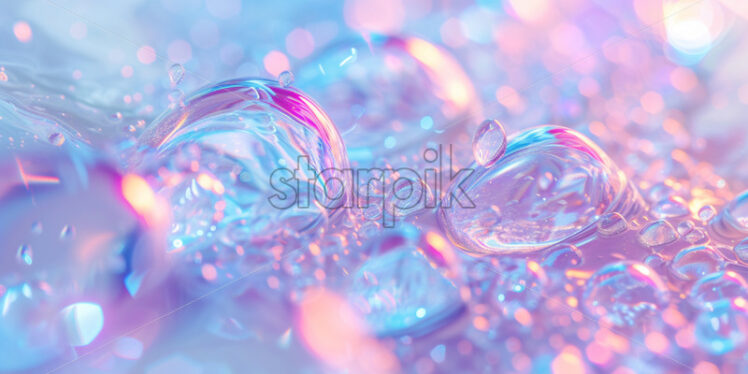 Holographic liquidity shaping an organic, cohesive structure, pastel colors - Starpik Stock