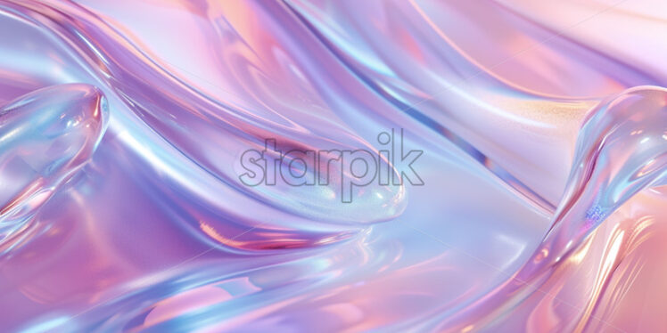 Holographic liquidity shaping an organic, cohesive structure, pastel colors - Starpik Stock