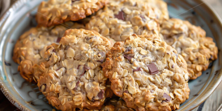 Homemade oat biscuits on a plate - Starpik Stock