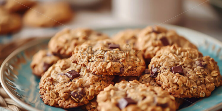 Homemade oat biscuits on a plate - Starpik Stock