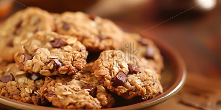 Homemade oat biscuits on a plate - Starpik Stock