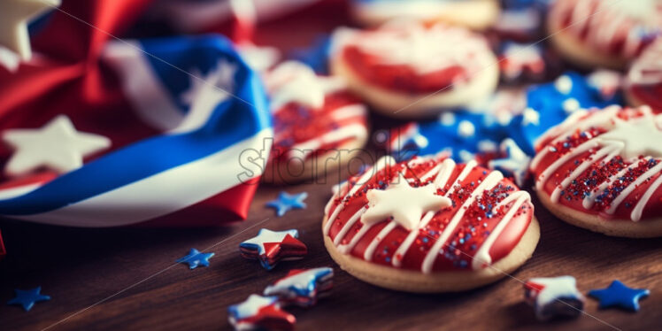 Independence day patriotic muffins with american flag - Starpik Stock