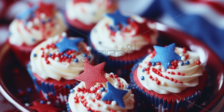 Independence day patriotic muffins with american flag - Starpik Stock