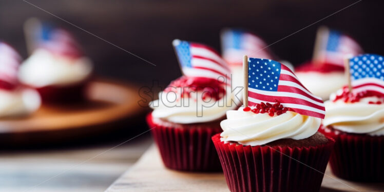 Independence day patriotic muffins with american flag - Starpik Stock