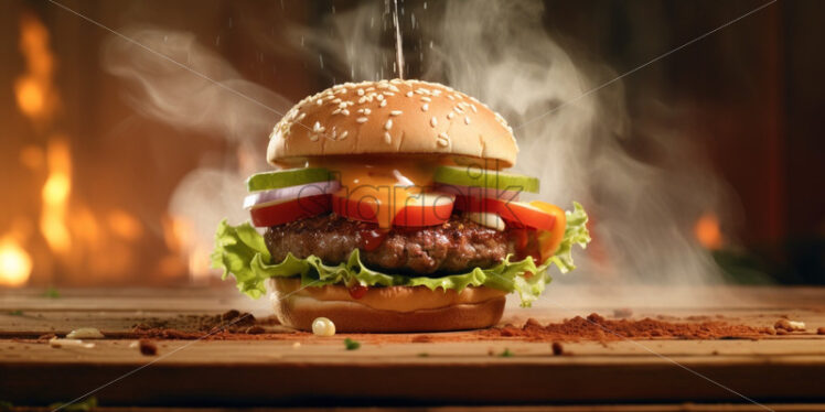 Juicy delicious burger close up - Starpik Stock